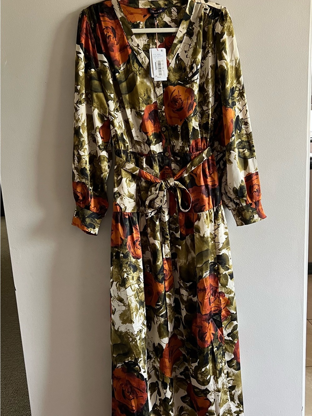 Skies Are Blue Olive & Burnt Orange Floral Long-Sleeve Maxi Dress